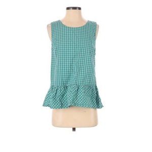 Bow-Back Peplum Plaid Tank Top